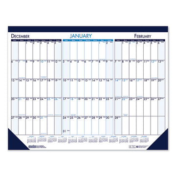 House of Doolittle™ Three Month Desk Pad, 22 X 17, White-blue-teal Sheets, Blue Binding, Blue Corners, 14-month (dec To Jan): 2021 To 2023 freeshipping - TVN Wholesale